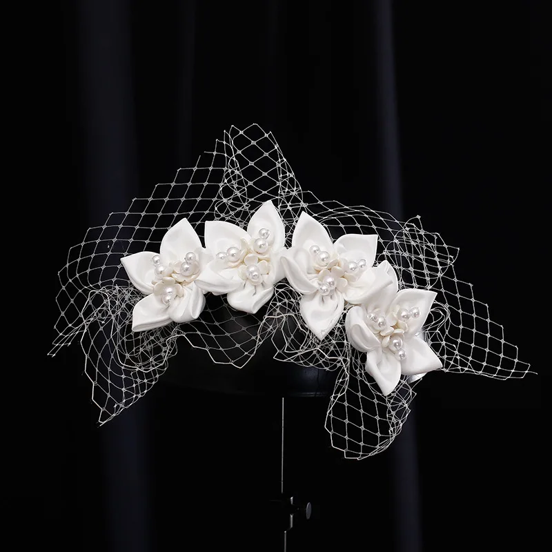 Vintage Champagne Mesh Bow Headband Bridal Headdress wedding hair Accessories hair accessories bridal hair accessories