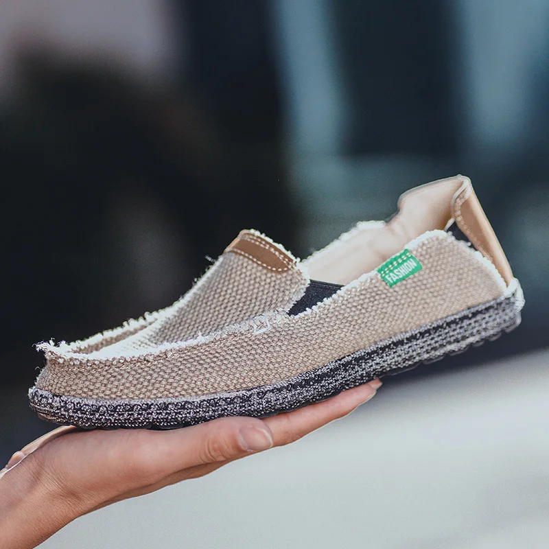 Summer Men Canvas Shoes Espadrilles Breathable Casual Loafers Comfortable Ultralight Lazy Boat Big Size 48