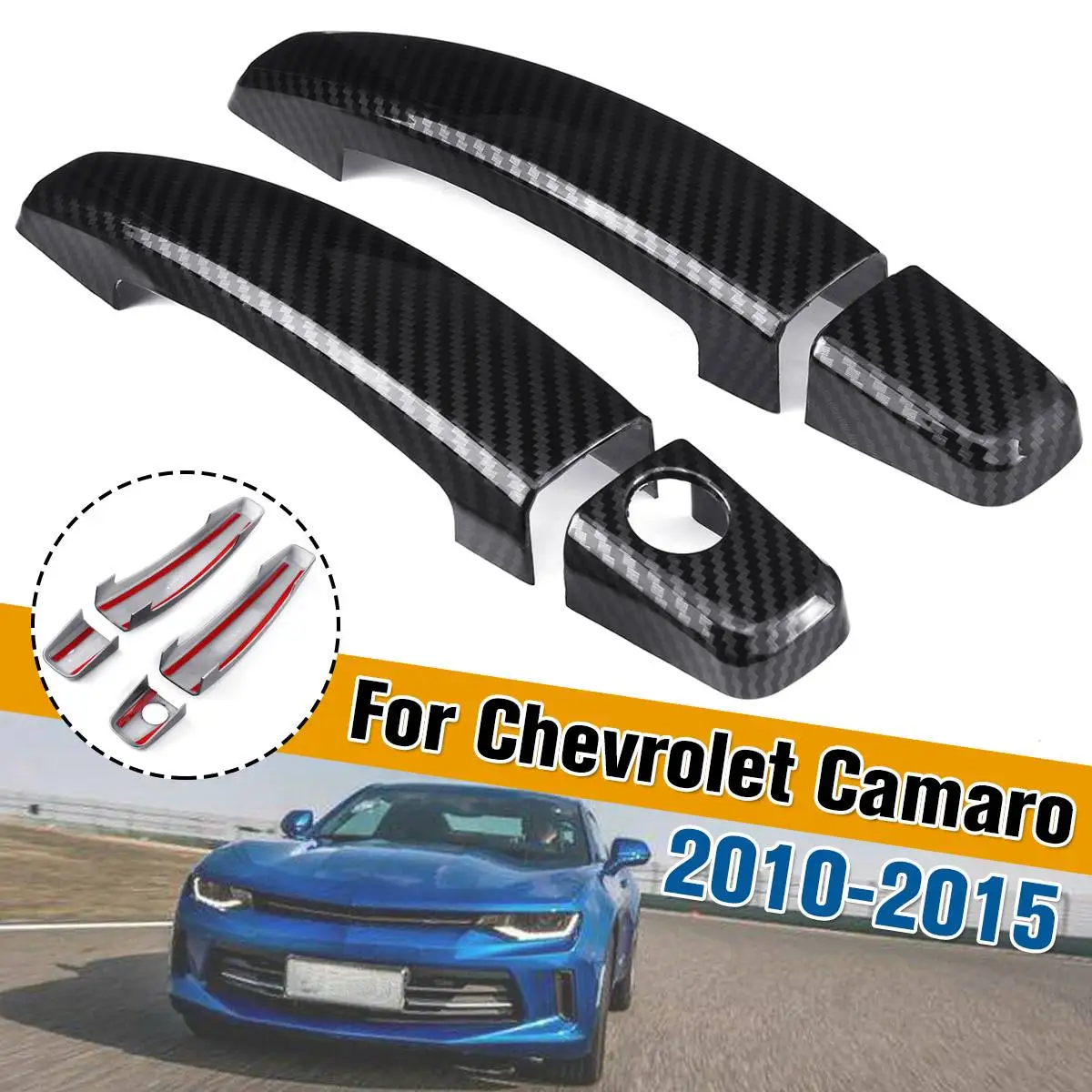 4 шт. ABS углеродное волокно стиль дверные ручки крышки для Chevrolet Camaro 2010 2011 2012 2013 стайлинга автомобилей