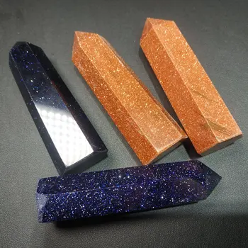 

1 piece Golden Blue Sandstone Crystal Quartz Point Red Golden Stone Point