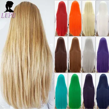 

LUPU 100Cm 26 color Anime Party wigs Colourful Long Staight Cosplay Wig Heat Resistant Fiber Synthetic Hair