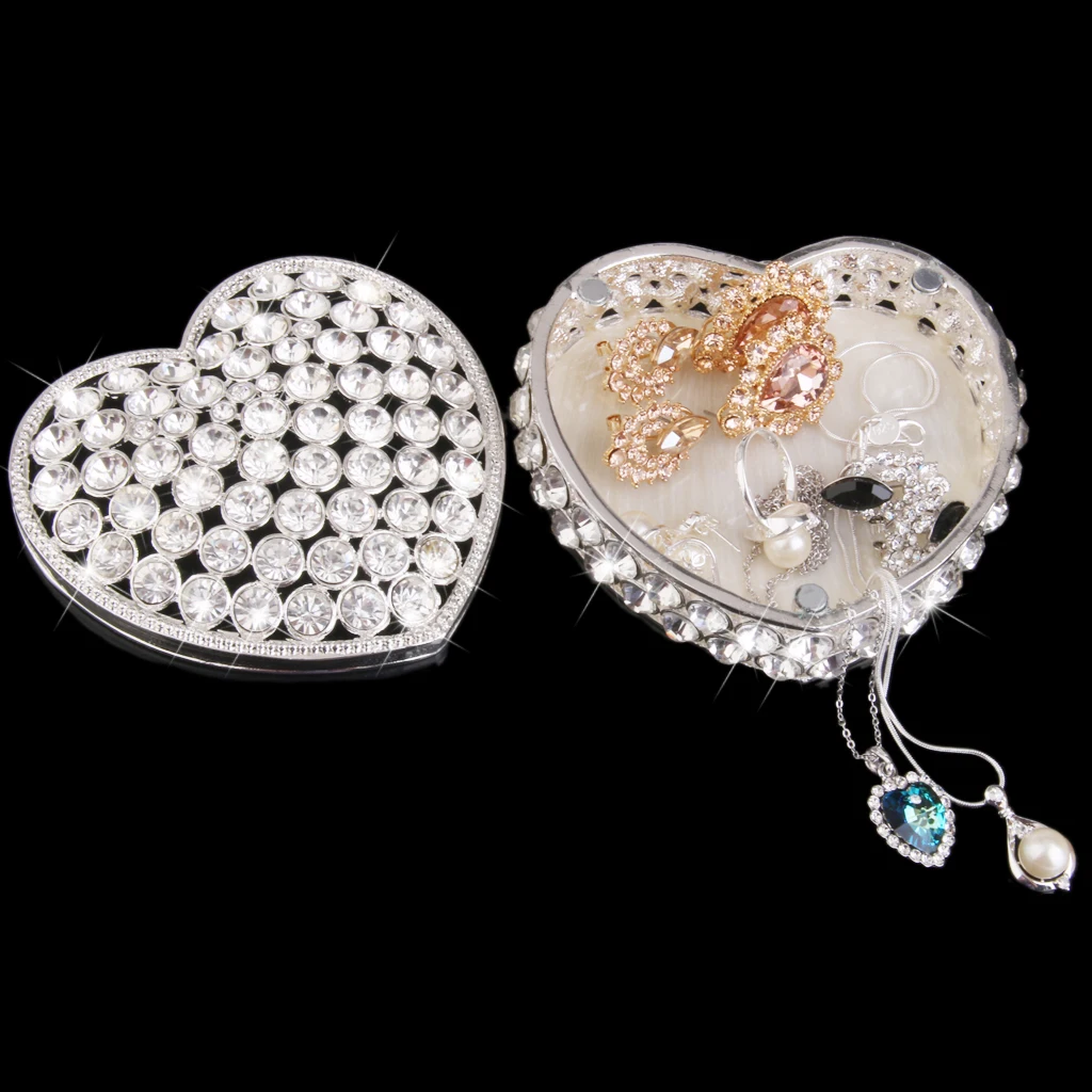 

Handmade Silver Plated Crystal Rhinestone Heart Shape Jewelry Box