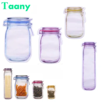 

Reusable Mason Jar Bottles Bags Nuts Candy Cookies Bag Waterproof Seal Fresh Food Storage Bag Mason Jar Zipper Bag Plastic Bags