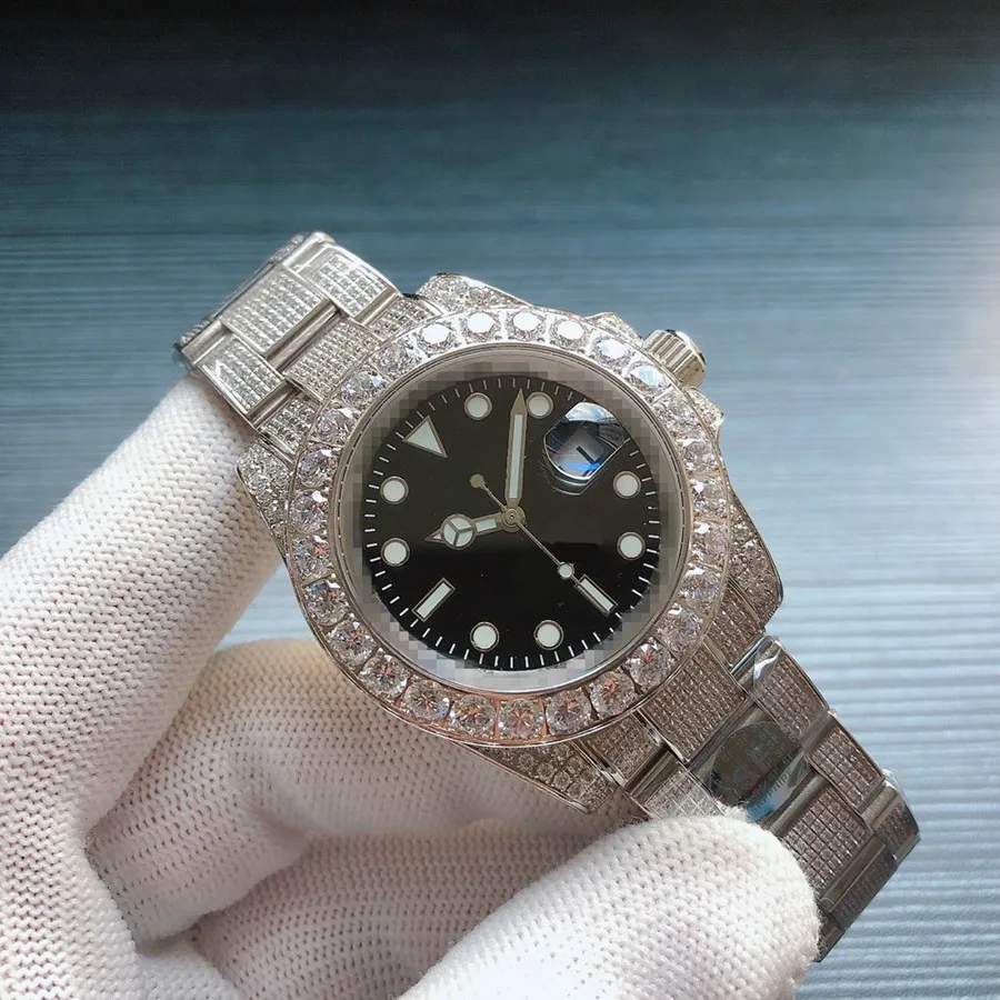 

Men's Full Diamond Automatic Watch Rose Gold 2813 Movement High Quality AAA Waterproof Top Luxury Brand