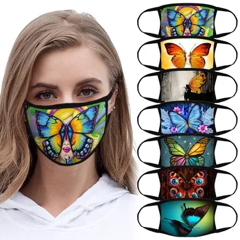 

7pcs Butterfly Print Face Mask Reusable Mouth Mask Dustproof Breathable Mask Washable Windproof Foggy Haze Pollution Mascarillas