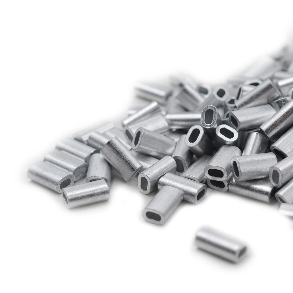 Aluminum Crimping Loop Sleeve 1-2mm Diameter 100Pcs Fishing Line Stop Sleeves Crimp Ferrules Boat Fishing Aluminum Pipe MNFT fishing accessories fishing tackle fishing tools fishing tool cable crimps sleeves