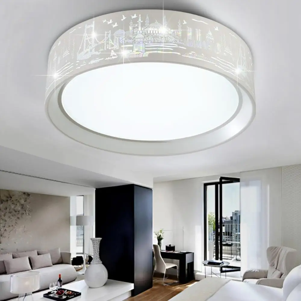 

Creative Texture Pattern Ceiling Light Circular Romantic Remote Control Living Room Bedroom Dinning Room