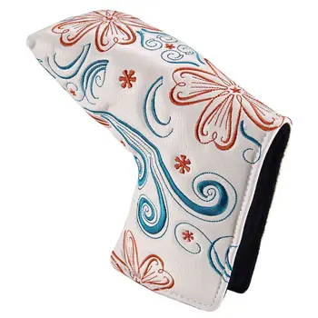 

Waterproof PU Golf Putter Cover Leather Delicate Embroidered Leaf Club Mallet Head Covers Straight Case Beautiful Decor
