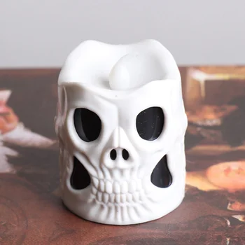 

2019 Hot 3D Skeleton Skull Candle Lights Halloween Decor Supplies Party Bar Props L9 #2