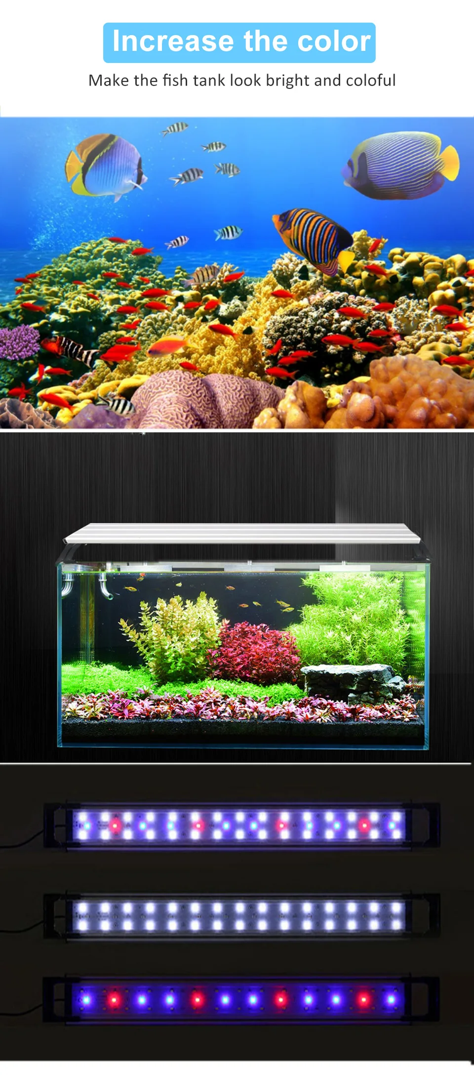 Аквариумный светильник светодиодный светильник ing 20-65 см аквариумная лампа для водных растений светильник s рыболовный светодиодный RGB внутреннее украшение с таймером и затемнением