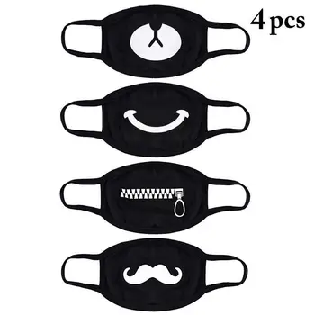 

4Pcs/Set Personality Black Masks Men And Women Korean Version Of The Cartoon Riding Dustproof Windproof Winter Thick Warm Mask