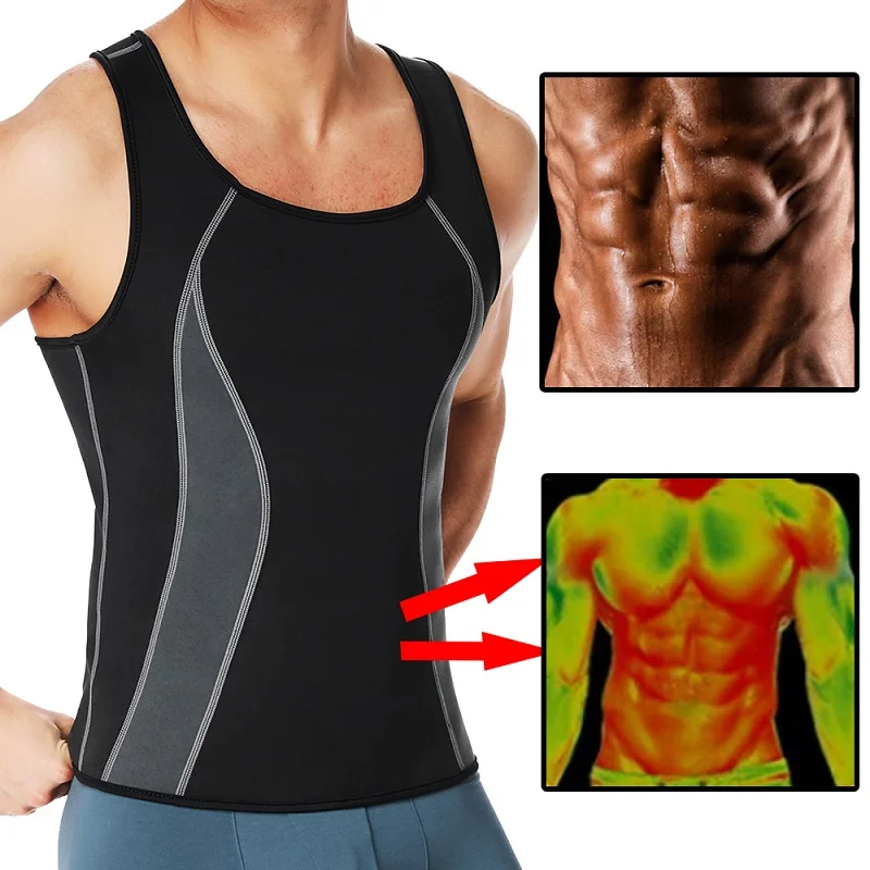 Men Body Shaper Sauna Sweat Vest Waist Trainer Compression Undershirt Zips Shapewear Fat Burner Workout Tank Tops Slimming Shirt