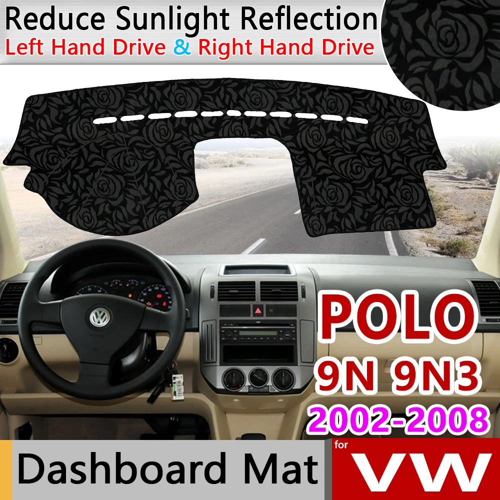 

for VW POLO 2002 2003 2004 2005 2006 2007 2008 MK4 9N 9N3 Anti-Slip Mat Rose Pattern Dashmat Dashboard Accessories Volkswagen