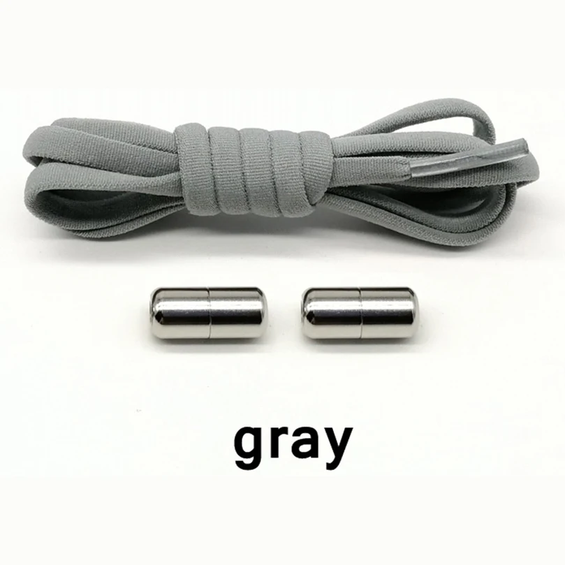 Gray 1 пара шнурков для обуви без завязок эластичные шнурки металлические капсульные кнопки быстрая ленивая шнурки 100 см Детские и взрослые шнурки для кроссовок - Цвет: Gray