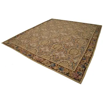 

338x381 Cm Yellow Handmade Aubusson Rugs-11x12 Ft
