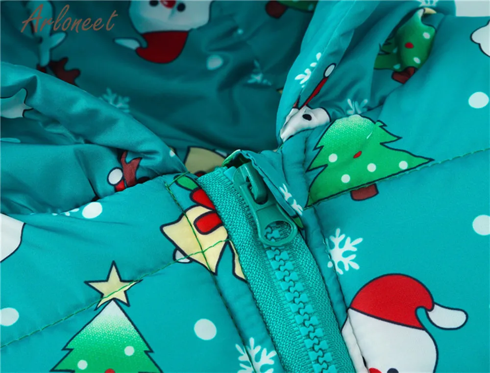 ARLONEET Christmas Coats Baby Girls Warm Winter Thick Coat Cartoon Print Kids Hooded Outerwear Toddler Baby Coat Girls Outerwear
