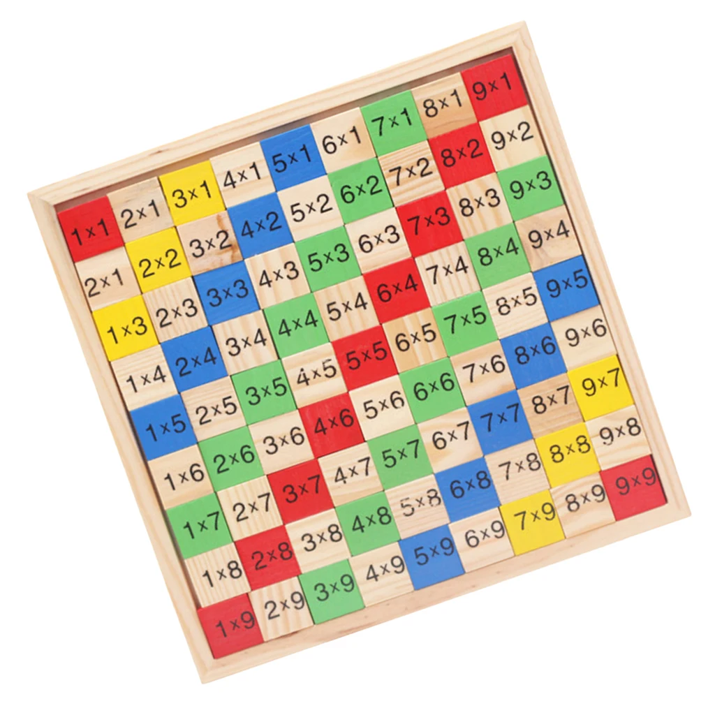 Mathematics Educational Wooden Toys Multiplication Table Kids Blocks Puzzle Shapes Learning Toys for Toddlers Wood Blocks