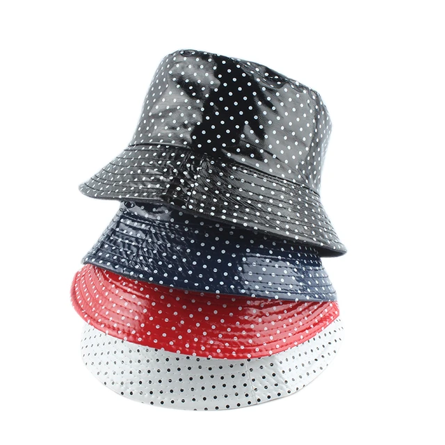 2022 Leather Dot Print Two side Reversible Bucket Hat Waterproof