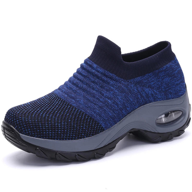 blue woman shoes Женские теннисные туфли с дышащей сеткой; tenis feminino; кроссовки, увеличивающие рост; спортивная обувь; обувь на платформе - Цвет: blue woman shoes