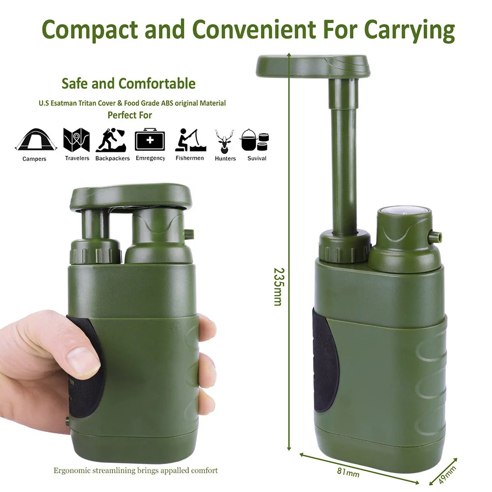 Min 5000L Outdoor Portable Water filter Safety Emergency Water Purifier Personal Filtration Outdoor Activities Water Filter