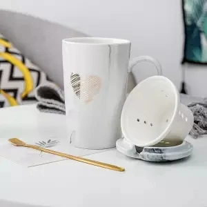 Mug Lovers Cup Ceramic Home Cute Water Cup Coffee Mug Mug with Lid Spoon Teacup Cups and Mugs Coffee Cup Cups and Mugs Mug - Цвет: 400ML set