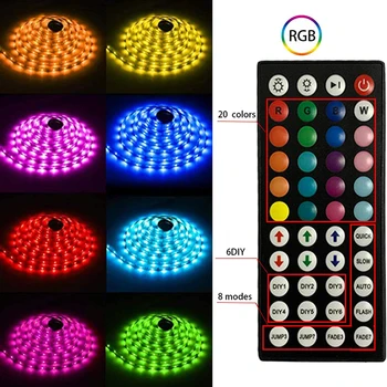 

SMD 5050 RBG LED Color Change Strip Light with Remote Control Dimmable RGB Flexible Tape Ribbon Lamp for TV Backgrounds Desktop