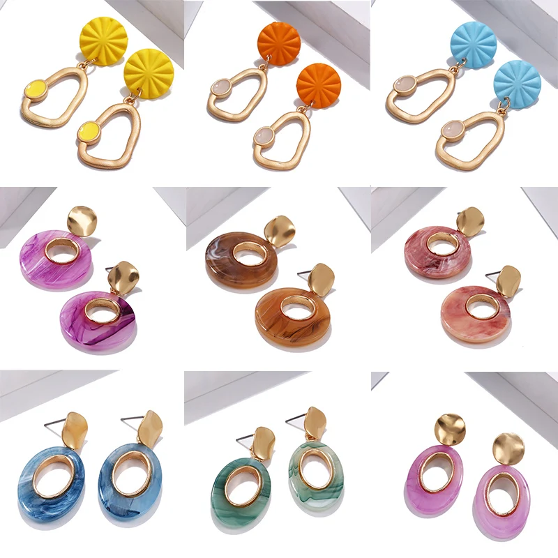 Модные женские серьги 2019 Boho Красочные Необычные корейские Brincos Kpop аксессуары