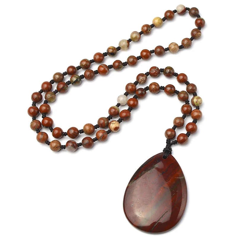 Ожерелье из натуральной красной яшмы 8 мм для женщин энергетическая подвеска