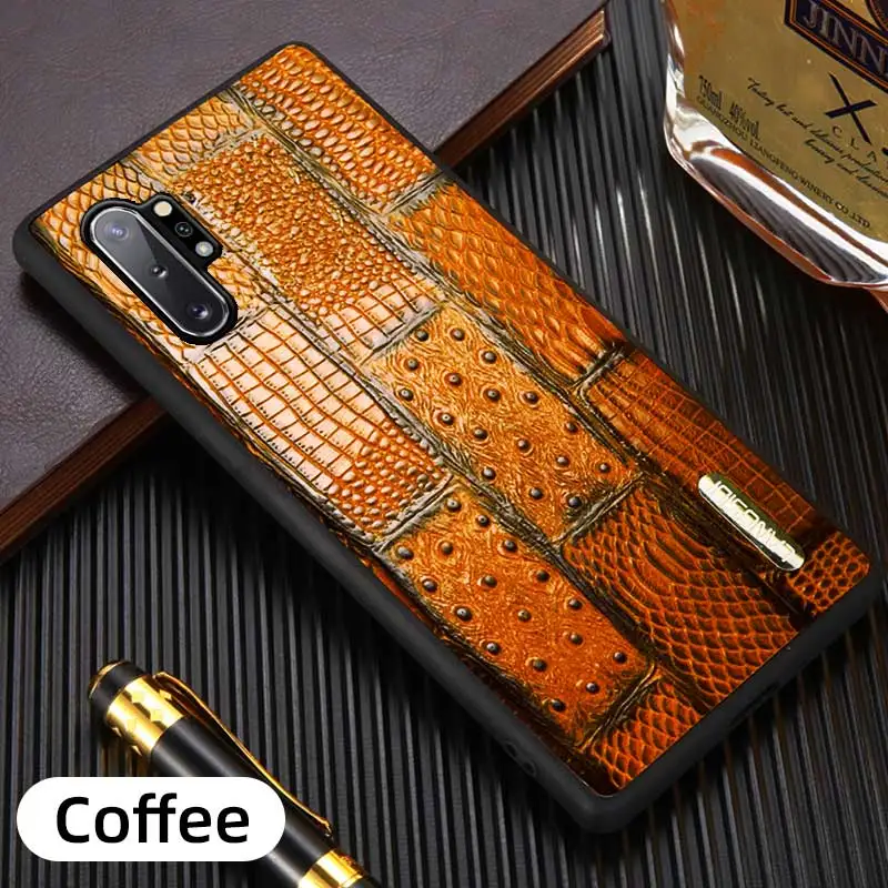 Модный кожаный чехол для samsung A50 a30 a70 s7 edge s10e s 8 9 задняя крышка для Galaxy Note 10 plus a7 a8 a9 fundas - Цвет: Кофе
