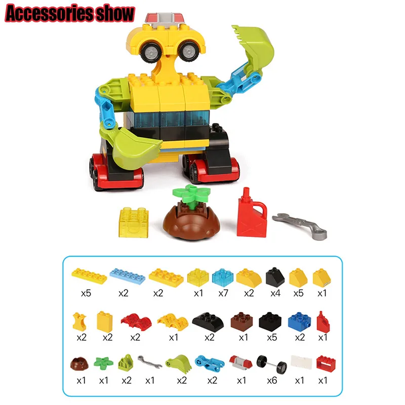 65 шт. строительные блоки большого размера совместимые с LegoINGly Duploed Block Robot детские
