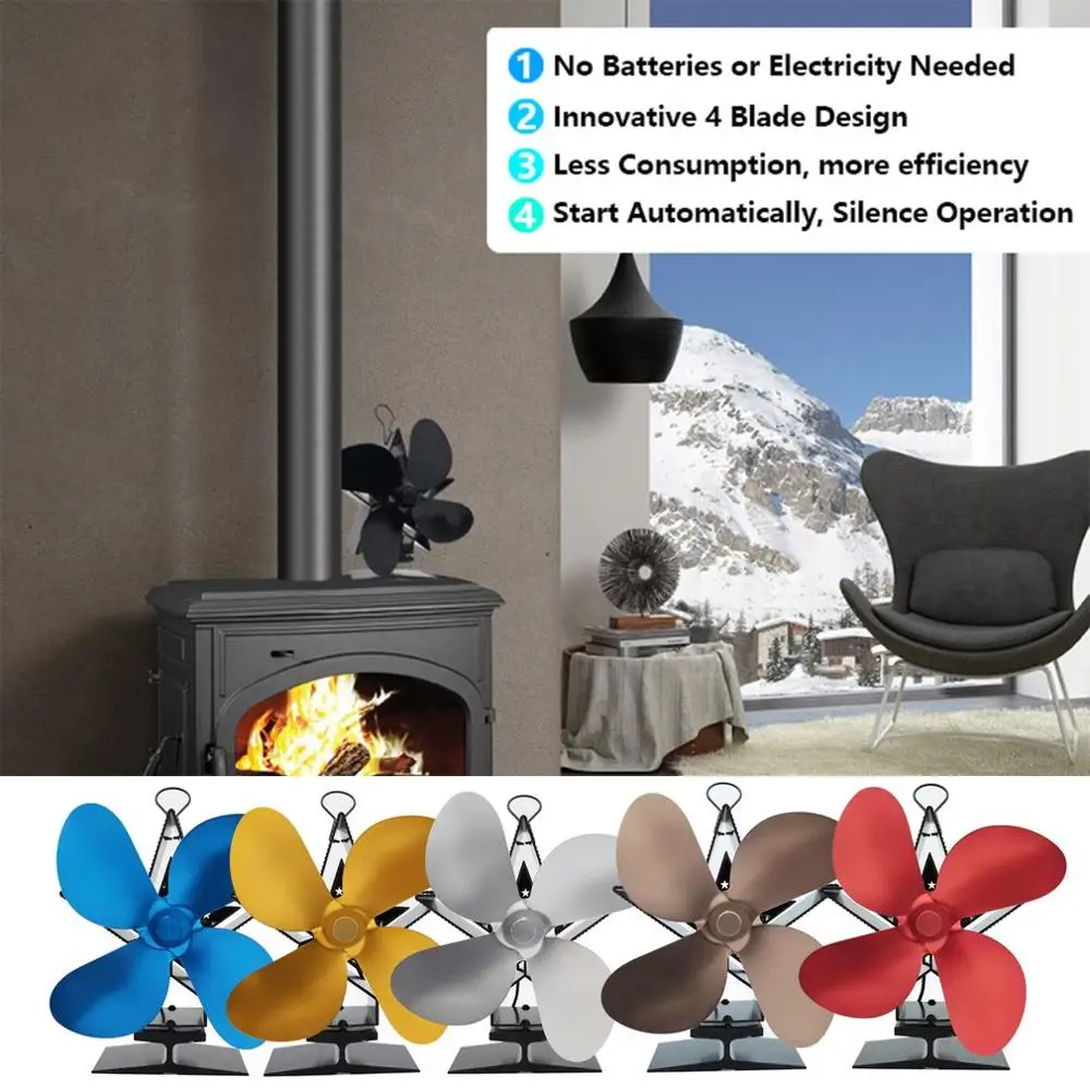 Heat Powered Stove Fan Premium Fireplace Thermodynamic Fan Alumina Fan Blade Ultra Quiet Warm Fireplace Fan Thermal Power Fan