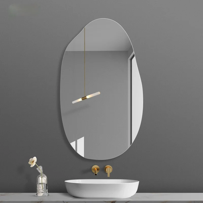 Simple Frameless Special-Shaped Bathroom Mirror Irregular Art Decorative Wall-Mounted Punch-Free Bathroom  Explosion-Proof
