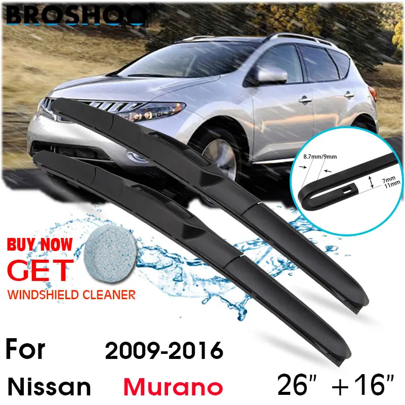 

Car Wiper Blade Front Window Windscreen Windshield Wiper Fit Blade Accessories For Nissan Murano 26"+16"2009-2016 Fit U Hook Arm