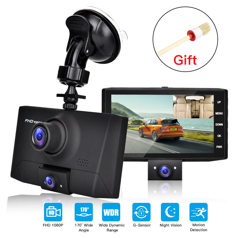 170 градусов угол обзора видеорегистратор Автомобильный камера с двумя