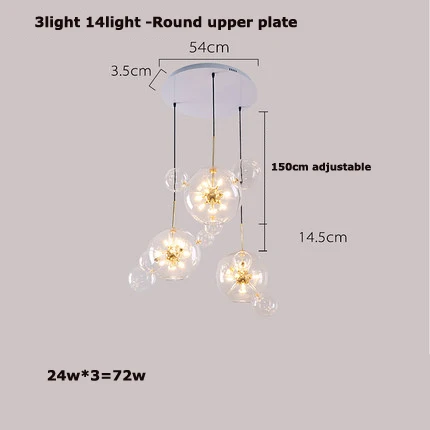 G4 светодиодный железные в стиле постмодерн стеклянные пузыри дизайнерский подвесной светильник Lampen подвесной светильник s. Подвесной светильник. Подвесной светильник для фойе - Цвет корпуса: 3light 14ball 72w