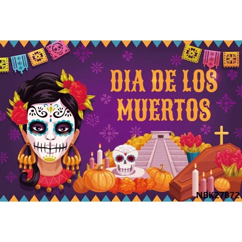 Yeele День мертвых фон Dia DE Muertos Мехико наряды вечерние сахарный череп фотография Фон фиеста декоративный баннер - Цвет: NBK27872