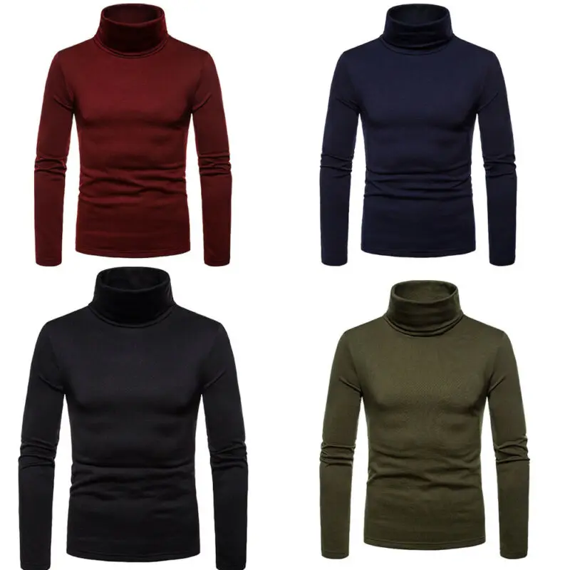 Новая модная мужская водолазка пуловер вязаный джемпер топ свитер рубашка