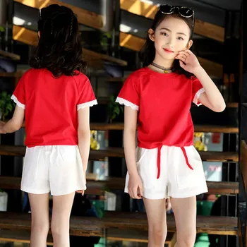 

Children's Clothing Girls Suit Summer New Fashion Brand Girls Clothing Short-sleeved T-shirt + Pants Dress Two-piece Children's
