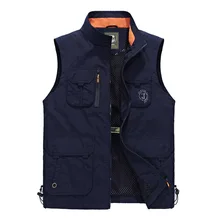 Тонкий мужской сетчатый жилет для улицы с несколькими карманами, жилет для фотографии, рекламные мужские майки больших размеров для рыбалки