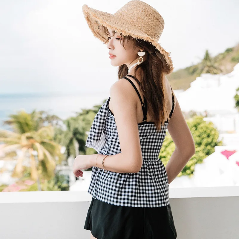 

Bathing Suit Women's Split Type Four-piece Set South Korea Hipster Bikini Small Bust Gathering Cover Meat Slimming Conservative