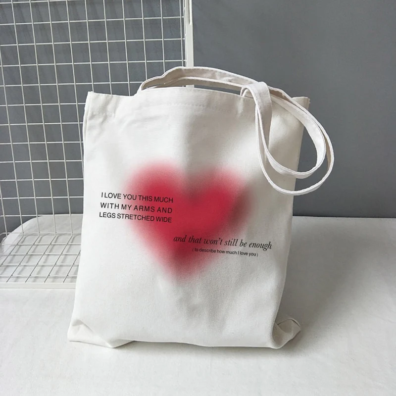 Korea Ulzzang Ins heart Harajuku women shoulder bag art gothic school bag y2k anime canvas large capacity casual shopper