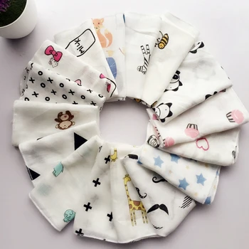 

10pcs Baby Infant Towel 28*28cm Muslin Towel Handkerchiefs Two Layers Wipe Towel random delivery