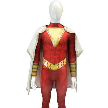 

Shazam Captain Marvel Cosplay Costume Billy Batson Superhero Bodysuit Suit Jumpsuits Cloak Party Halloween Suits