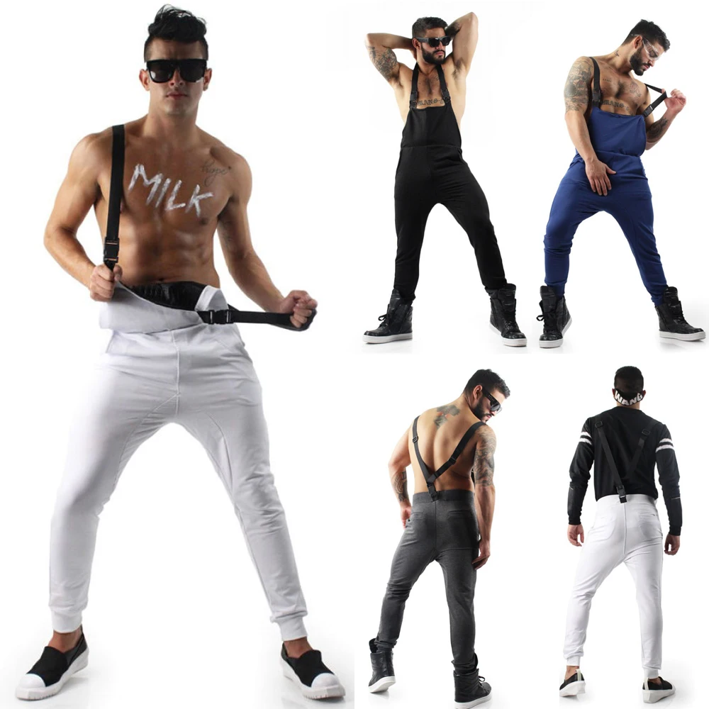 Модный мужской спортивный костюм комбинезон Уличная Брюки на подтяжках Свободный Повседневный Комбинезон на бретелях хип-хоп комбинезон