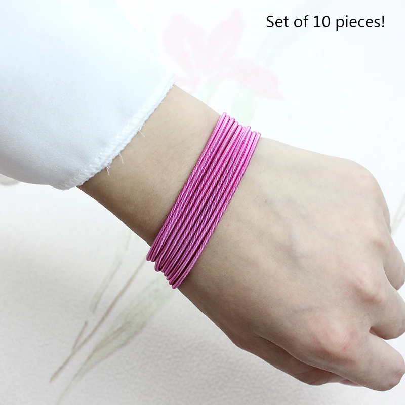 New Fashion Jewelry Women's Gift Carbon Steel Material Diameter 1.7mm Spring Screw Head Can Open Elastic Color Spring Bracelet 6