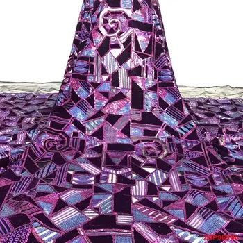 

High Quality French Nigerian Sequins Net Lace, 2020 African Tulle Mesh Sequence Lace Fabric For Party Dress