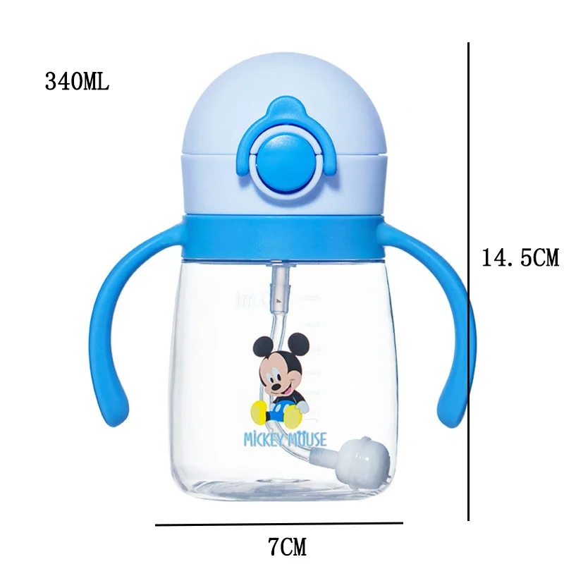 Дисней Микки MouseBaby обучающая чашка 340 мл бутылочка для кормления детская чашка Сиппи детская питьевая вода с ручкой соломы бутылочка для кормления