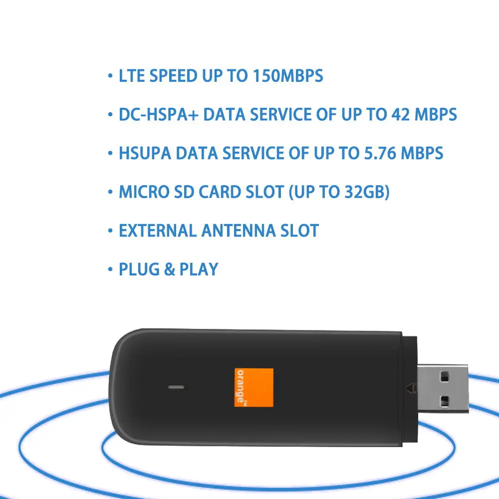 Huawei E3372s-153 LTE FDD800/900/1800/2100/2600 МГц Cat4 150 Мбит/с Беспроводной USB модем плюс 2 шт. антенны