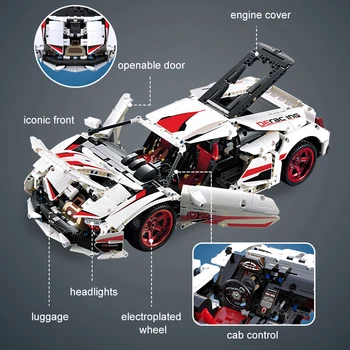 

1696pcs 2.4Ghz Technic City RC LP610 Super Racing Car Building Blocks Fit Sports Racer Bricks Toy For Children Boys Gift