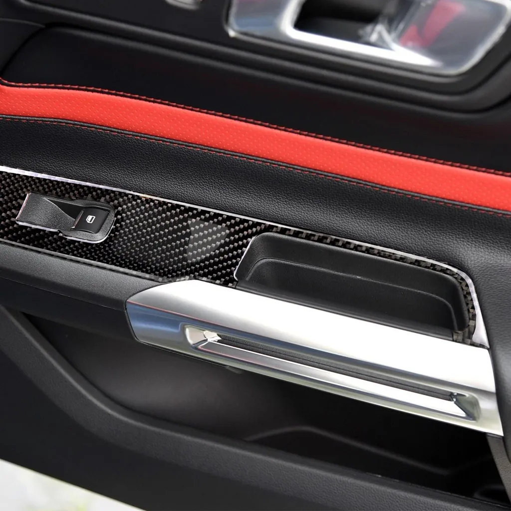 Автомобильная Кнопка подъема, наклейка на панель автомобиля-bon Fiber Interior Dash Cover Interior Trim sticker s для Ford Mustang